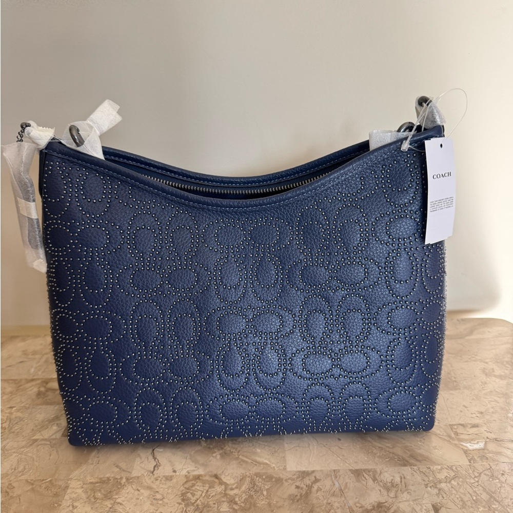 $550 COACH LAUREL SHOULDER BAG WITH SIGNATURE RIVETS PURSE NWT - Picture 5 of 9